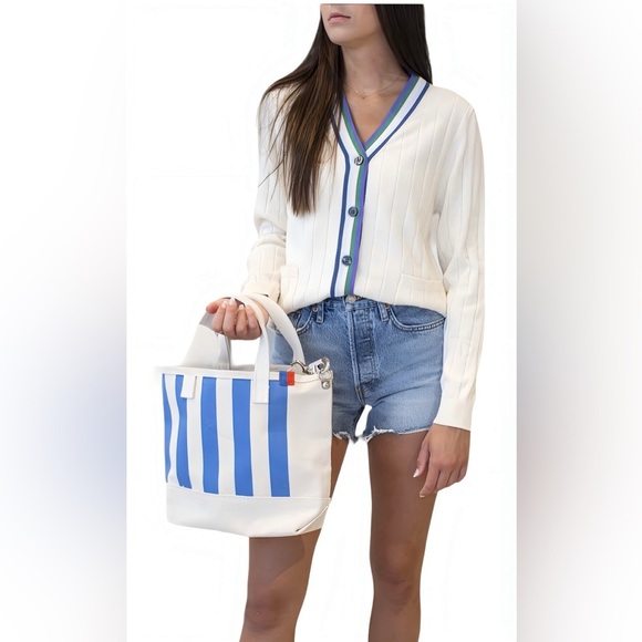 KULE The Binx Cream Striped Cotton Cardigan Size M - Picture 2 of 9